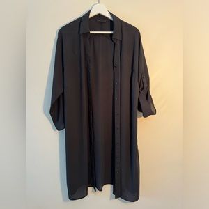 Black kimono with buttons or Long  Blouse with Buttons Size M